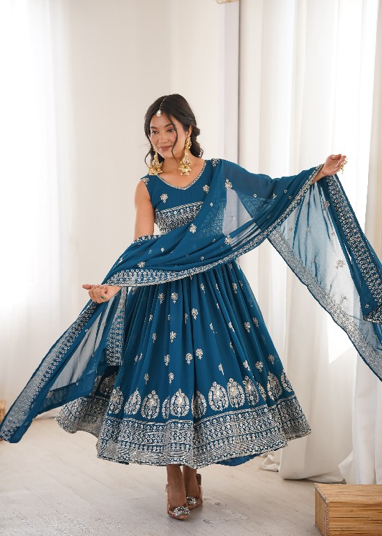SP SERIES D.NO SP-91 WHOLESALE READYMADE HEAVY FAUX GEORGETTE PARTY WEAR ANARKALI STYLE 3 PCS SUITS SUPPLIER