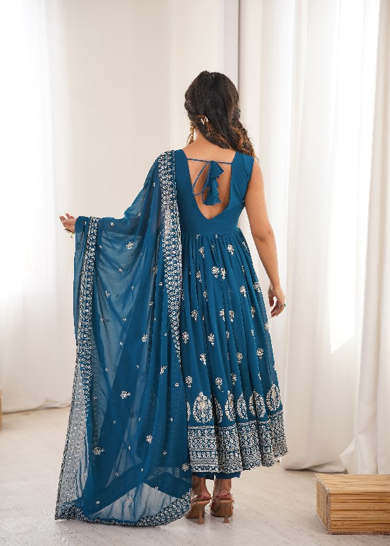 SP SERIES D.NO SP-91 WHOLESALE READYMADE HEAVY FAUX GEORGETTE PARTY WEAR ANARKALI STYLE 3 PCS SUITS SUPPLIER