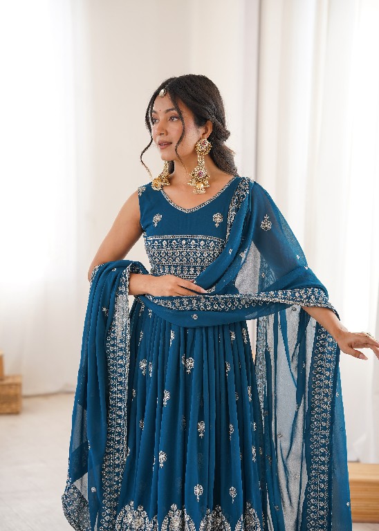 SP SERIES D.NO SP-91 WHOLESALE READYMADE HEAVY FAUX GEORGETTE PARTY WEAR ANARKALI STYLE 3 PCS SUITS SUPPLIER
