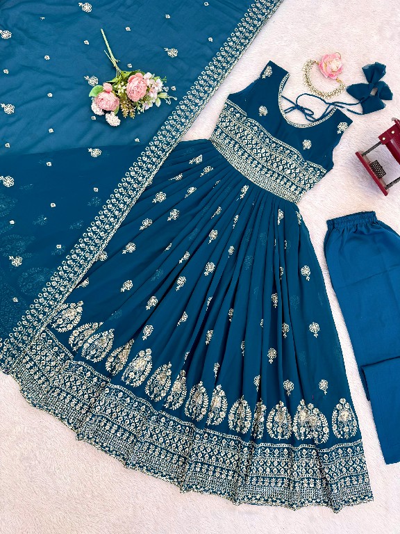 SP SERIES D.NO SP-91 WHOLESALE READYMADE HEAVY FAUX GEORGETTE PARTY WEAR ANARKALI STYLE 3 PCS SUITS SUPPLIER