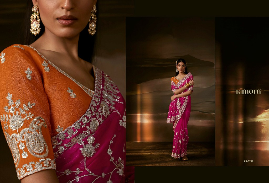 KIMORA CHANDRIMA WHOLESALE ZARI ORGANZA LUXURIOUS LOOK INDIAN SAREES FOR WOMEN SUPPLIER