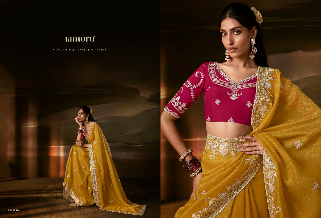 KIMORA CHANDRIMA WHOLESALE ZARI ORGANZA LUXURIOUS LOOK INDIAN SAREES FOR WOMEN SUPPLIER