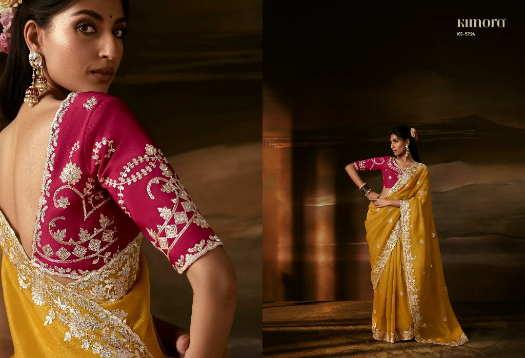 KIMORA CHANDRIMA WHOLESALE ZARI ORGANZA LUXURIOUS LOOK INDIAN SAREES FOR WOMEN SUPPLIER