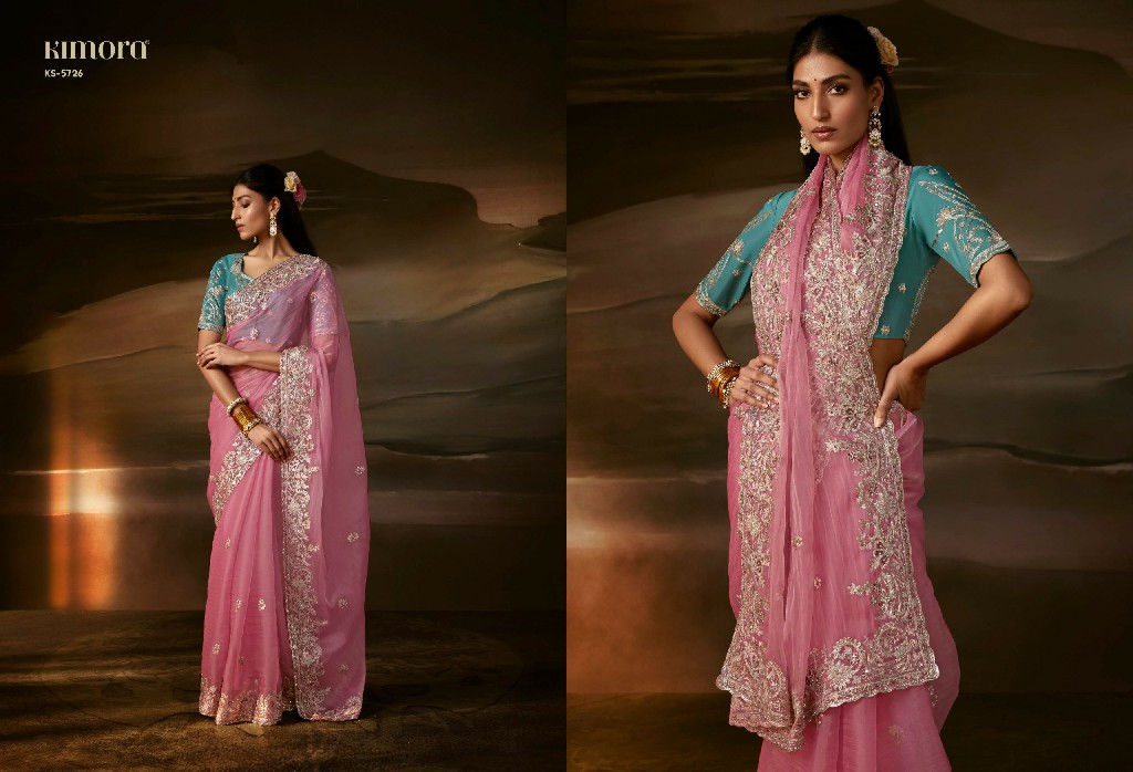 KIMORA CHANDRIMA WHOLESALE ZARI ORGANZA LUXURIOUS LOOK INDIAN SAREES FOR WOMEN SUPPLIER