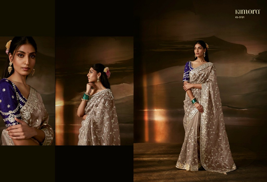 KIMORA CHANDRIMA WHOLESALE ZARI ORGANZA LUXURIOUS LOOK INDIAN SAREES FOR WOMEN SUPPLIER