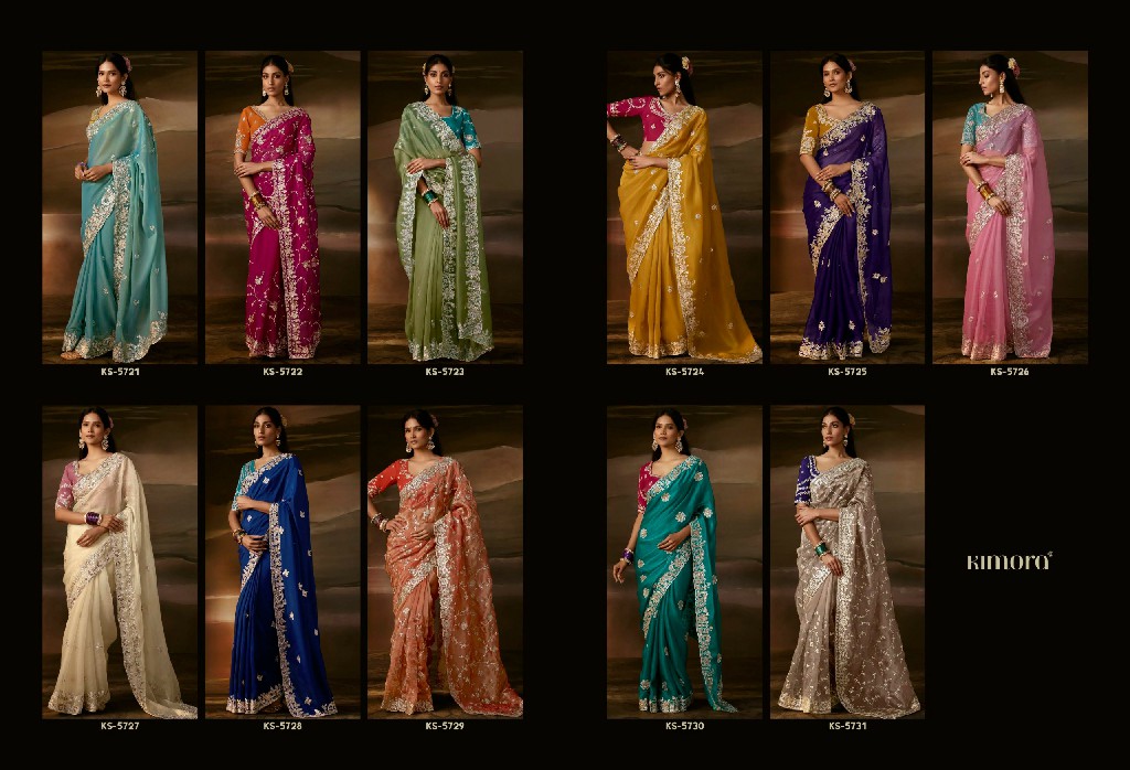 KIMORA CHANDRIMA WHOLESALE ZARI ORGANZA LUXURIOUS LOOK INDIAN SAREES FOR WOMEN SUPPLIER