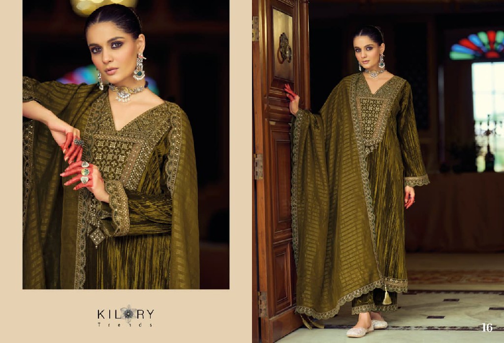 KILORY TRENDS MAHNOOR WHOLESALE PURE VELVET CRUSH WINTER AMAZING UNSTITCH SALWAR SUITS FOR EXPORT