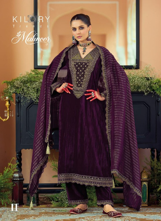 KILORY TRENDS MAHNOOR WHOLESALE PURE VELVET CRUSH WINTER AMAZING UNSTITCH SALWAR SUITS FOR EXPORT