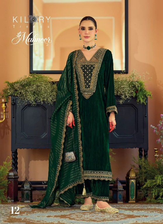 KILORY TRENDS MAHNOOR WHOLESALE PURE VELVET CRUSH WINTER AMAZING UNSTITCH SALWAR SUITS FOR EXPORT