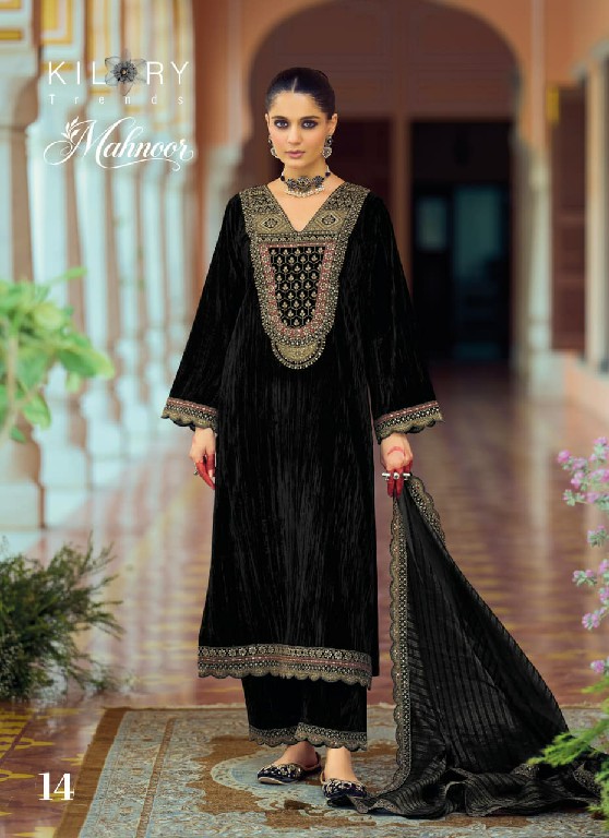 KILORY TRENDS MAHNOOR WHOLESALE PURE VELVET CRUSH WINTER AMAZING UNSTITCH SALWAR SUITS FOR EXPORT