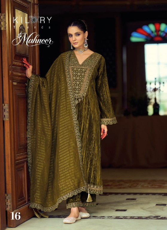 KILORY TRENDS MAHNOOR WHOLESALE PURE VELVET CRUSH WINTER AMAZING UNSTITCH SALWAR SUITS FOR EXPORT