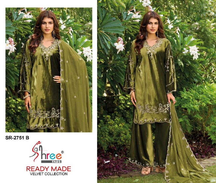 SHREE FABS R-2751 WHOLESALE READYMADE VELVET BEATS WORK WINTER WEAR 3 PCS SUITS EXPORTER