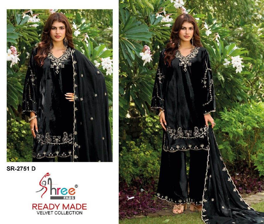 SHREE FABS R-2751 WHOLESALE READYMADE VELVET BEATS WORK WINTER WEAR 3 PCS SUITS EXPORTER