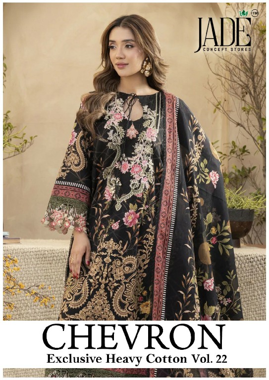 JADE CHEVRON EXCLUSIVE HEAVY COTTON VOL 22 WHOLESALE BEAUTIFUL DESIGN PAKISTANI FULLY STITCHED 3 PCS SUITS SUPPLIER