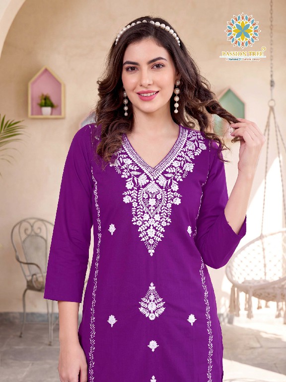 PASSION TREE LUCKNOWI VOL 3 WHOLESALE READYMADE DHABU COTTON FANCY LUCKNOWI WORK KURTI WITH PLAZZO FOR EXPORT