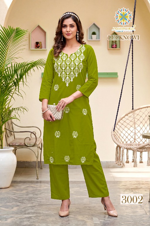 PASSION TREE LUCKNOWI VOL 3 WHOLESALE READYMADE DHABU COTTON FANCY LUCKNOWI WORK KURTI WITH PLAZZO FOR EXPORT