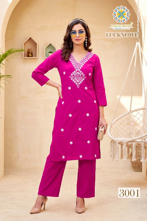 PASSION TREE LUCKNOWI VOL 3 WHOLESALE READYMADE DHABU COTTON FANCY LUCKNOWI WORK KURTI WITH PLAZZO FOR EXPORT