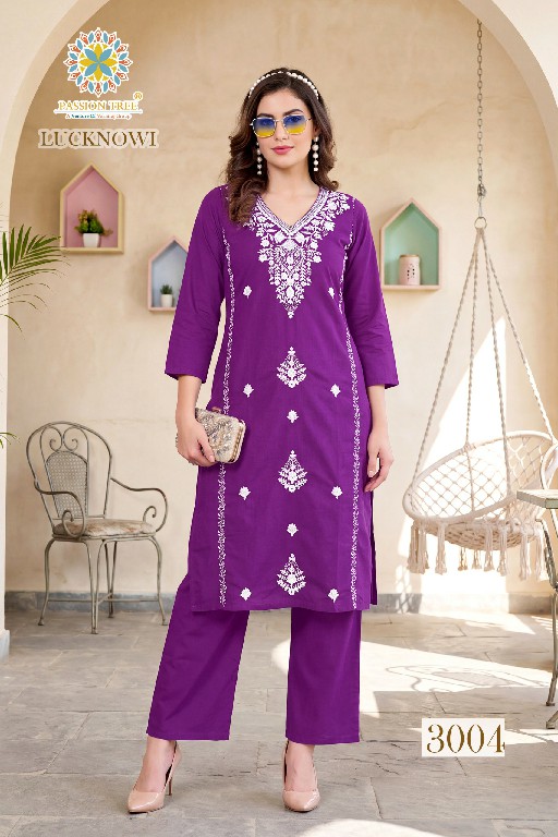 PASSION TREE LUCKNOWI VOL 3 WHOLESALE READYMADE DHABU COTTON FANCY LUCKNOWI WORK KURTI WITH PLAZZO FOR EXPORT