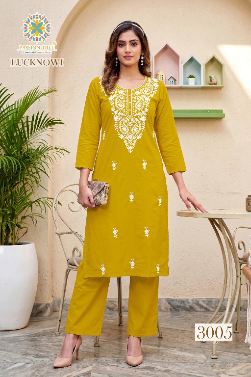 PASSION TREE LUCKNOWI VOL 3 WHOLESALE READYMADE DHABU COTTON FANCY LUCKNOWI WORK KURTI WITH PLAZZO FOR EXPORT