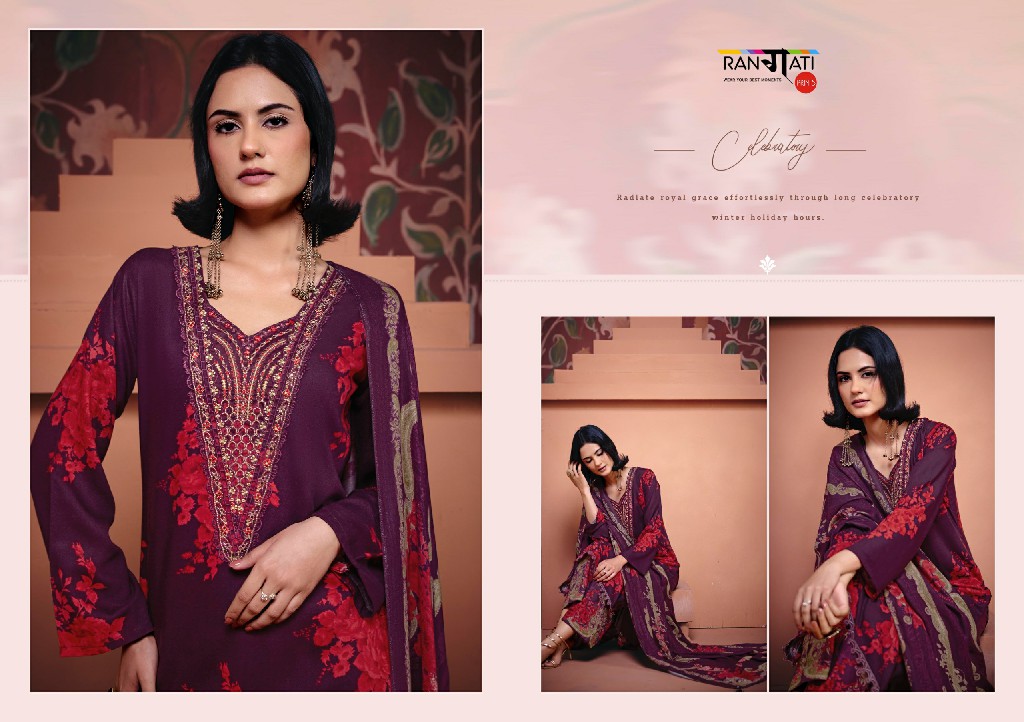 RANGATI PRINTS RANGREZZ WHOLESALE PASHMINA WINTER COLLECTION UNSTITCH SALWAR SUITS SUPPLIER