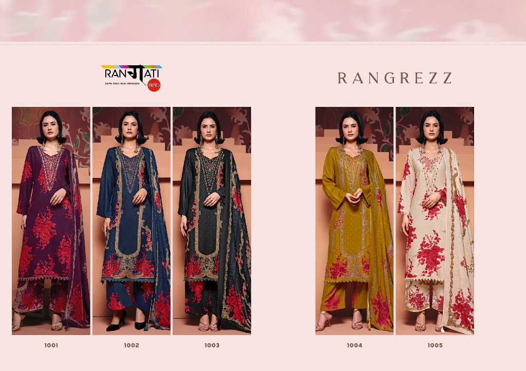 RANGATI PRINTS RANGREZZ WHOLESALE PASHMINA WINTER COLLECTION UNSTITCH SALWAR SUITS SUPPLIER