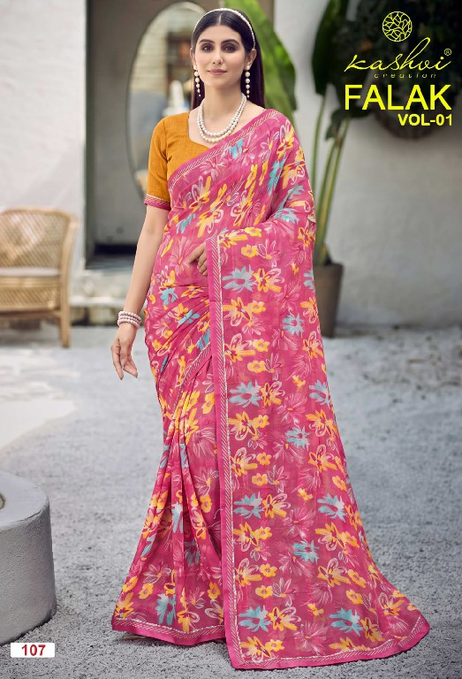 KASHVI CREATION FALAK VOL 1 WHOLESALE GEORGETTE FANCY PRINTED INDIAN SAREES FOR WOMEN ONLINE