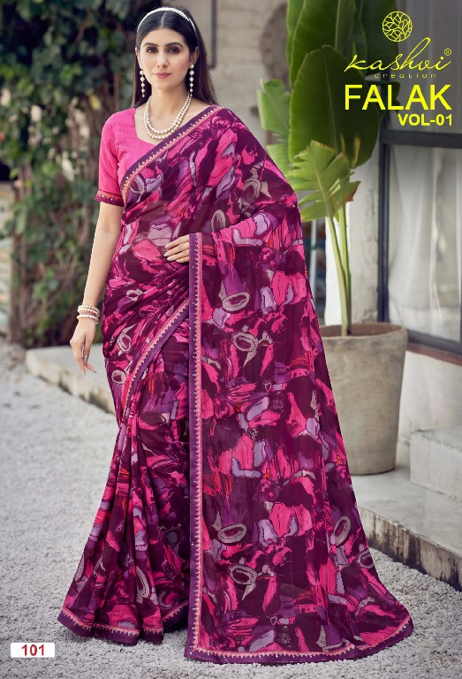 KASHVI CREATION FALAK VOL 1 WHOLESALE GEORGETTE FANCY PRINTED INDIAN SAREES FOR WOMEN ONLINE