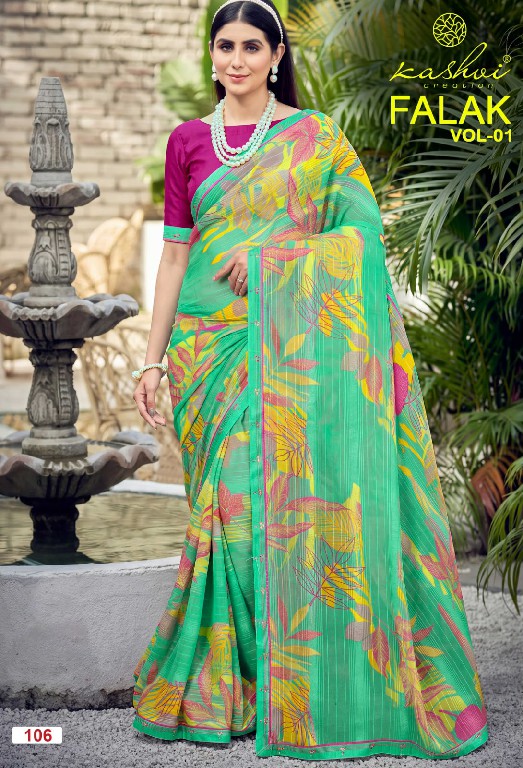 KASHVI CREATION FALAK VOL 1 WHOLESALE GEORGETTE FANCY PRINTED INDIAN SAREES FOR WOMEN ONLINE