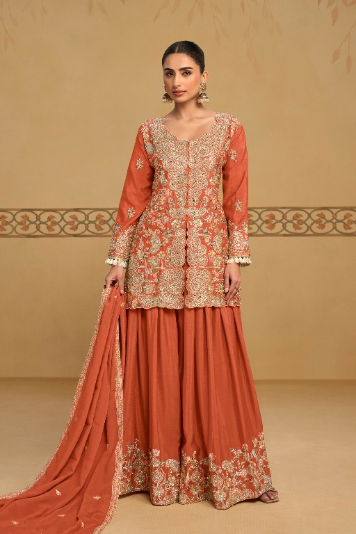 PANGHAT BY GULKAYRA DESIGNER WHOLESALE READYMADE REAL CHINON PARTY WEAR 3 PCS SUITS EXPORTER
