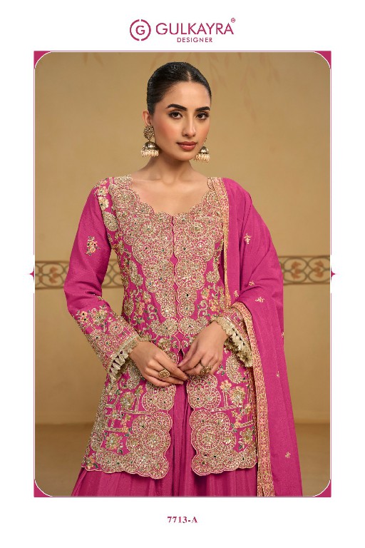 PANGHAT BY GULKAYRA DESIGNER WHOLESALE READYMADE REAL CHINON PARTY WEAR 3 PCS SUITS EXPORTER