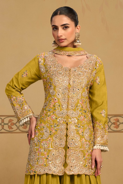 PANGHAT BY GULKAYRA DESIGNER WHOLESALE READYMADE REAL CHINON PARTY WEAR 3 PCS SUITS EXPORTER