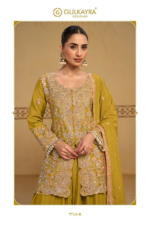 PANGHAT BY GULKAYRA DESIGNER WHOLESALE READYMADE REAL CHINON PARTY WEAR 3 PCS SUITS EXPORTER