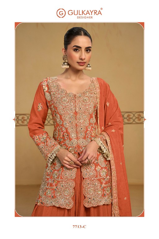 PANGHAT BY GULKAYRA DESIGNER WHOLESALE READYMADE REAL CHINON PARTY WEAR 3 PCS SUITS EXPORTER
