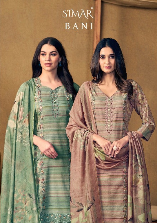 GLOSSY SIMAR BANI WHOLESALE VISCOSE PASHMINA WINTER WEAR UNSTITCH SALWAR SUITS SUPPLIER