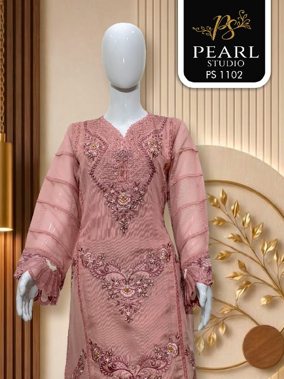 PEARL STUDIO D.NO 1102 WHOLESALE READYMADE ORGANZA BEAUTIFUL PAKISTANI 3 PCS COMBO SET SUITS SUPPLIER