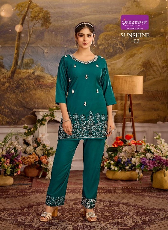 RANGMAYA SUNSHINE WHOLESALE READYMADE RAYON TRENDY STYLISH CORD SET FOR EXPORT