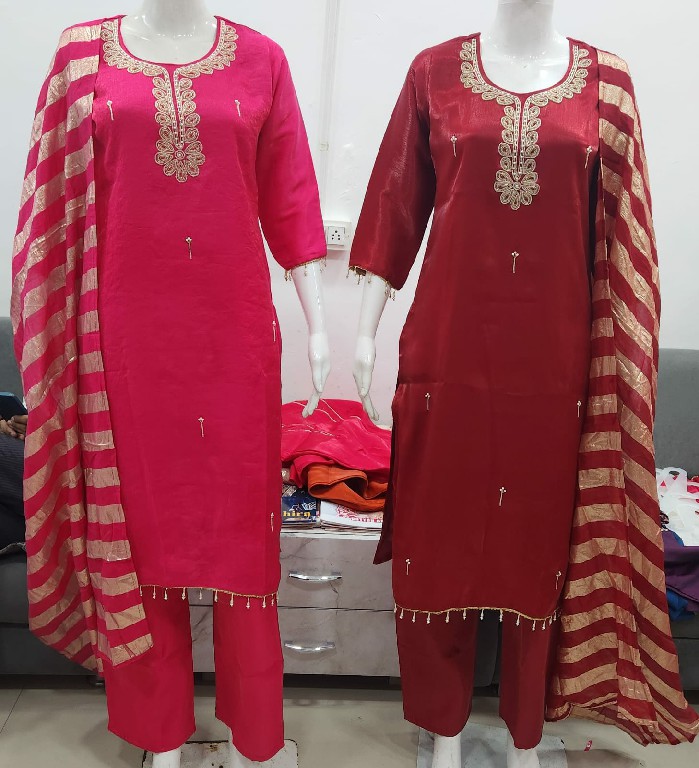 OSSM STYLE D.NO 1764 TO 1767 WHOLESALE READYMADE BEAUTIFUL AMAZING 3 PCS COMBO SET SUITS EXPORTER