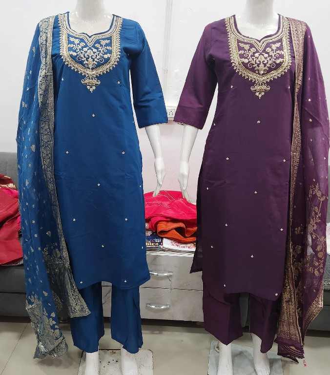 OSSM STYLE D.NO 1764 TO 1767 WHOLESALE READYMADE BEAUTIFUL AMAZING 3 PCS COMBO SET SUITS EXPORTER
