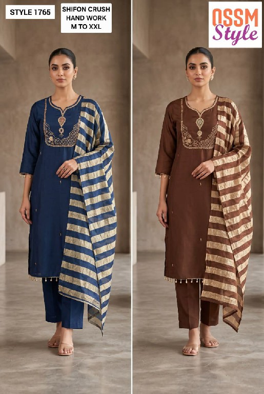 OSSM STYLE D.NO 1764 TO 1767 WHOLESALE READYMADE BEAUTIFUL AMAZING 3 PCS COMBO SET SUITS EXPORTER