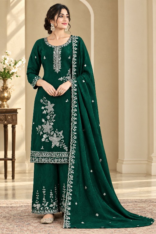 NLO D.NO 1211 WHOLESALE READYMADE FENDY BEADS WORK PLAZZO STYLE 3 PCS SUITS SUPPLIER