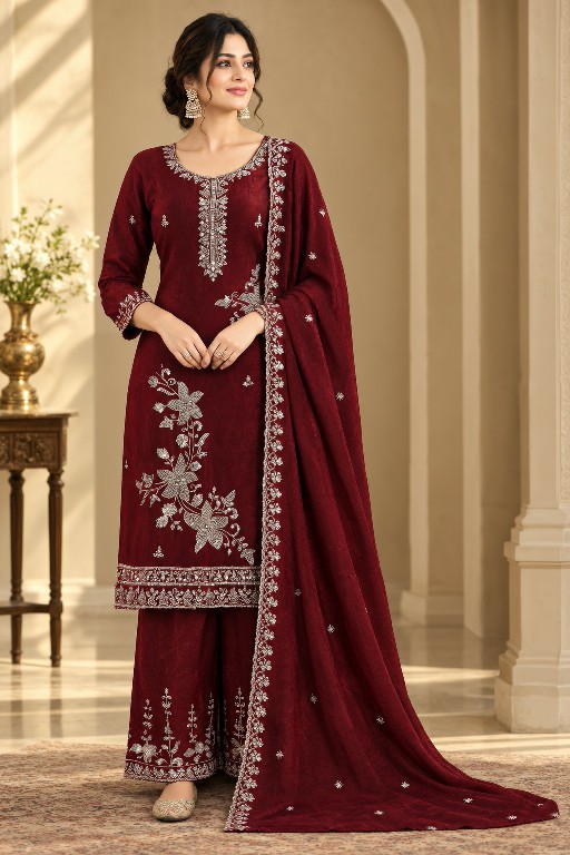 NLO D.NO 1211 WHOLESALE READYMADE FENDY BEADS WORK PLAZZO STYLE 3 PCS SUITS SUPPLIER