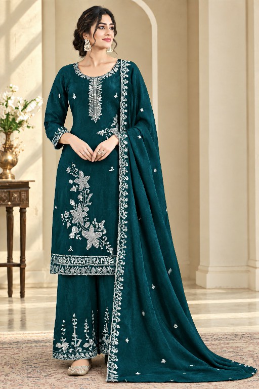 NLO D.NO 1211 WHOLESALE READYMADE FENDY BEADS WORK PLAZZO STYLE 3 PCS SUITS SUPPLIER