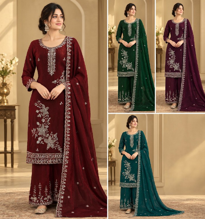 NLO D.NO 1211 WHOLESALE READYMADE FENDY BEADS WORK PLAZZO STYLE 3 PCS SUITS SUPPLIER