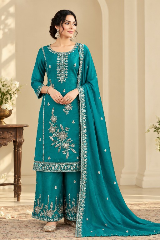 NLO D.NO 1206 WHOLESALE READYMADE FENDY BEADS WORK ELEGANT LOOK 3 PCS SUITS ONLINE