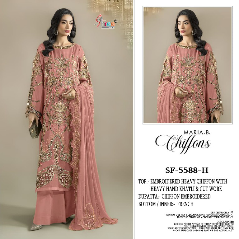 SHREE FABS D.NO 5588E TO 5588H WHOLESALE CHIFFON PAKISTANI HIT DESIGN UNSTITCH SALWAR SUITS EXPORTER
