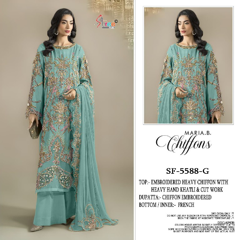 SHREE FABS D.NO 5588E TO 5588H WHOLESALE CHIFFON PAKISTANI HIT DESIGN UNSTITCH SALWAR SUITS EXPORTER