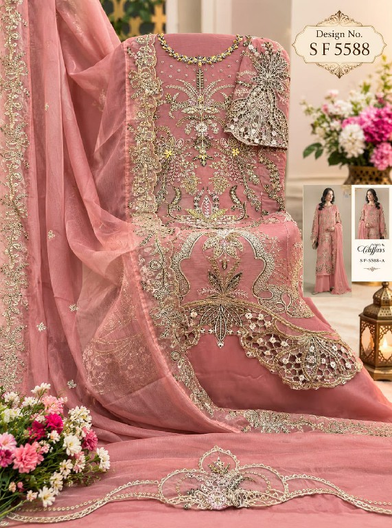 SHREE FABS D.NO 5588E TO 5588H WHOLESALE CHIFFON PAKISTANI HIT DESIGN UNSTITCH SALWAR SUITS EXPORTER