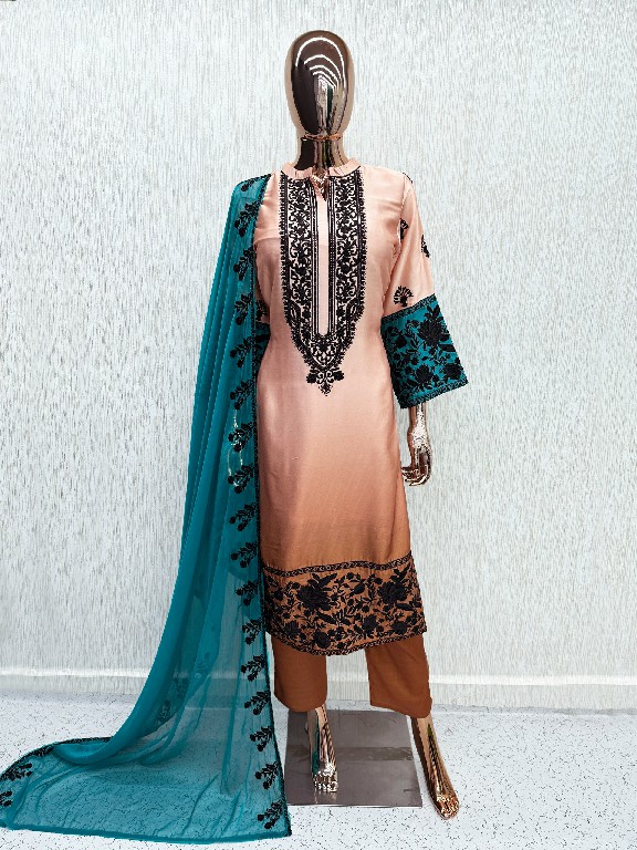 LAXURIA TRENDZ D.NO 1698 WHOLESALE READYMADE SATIN DESIGNER 3 PCS SUITS SUPPLIER