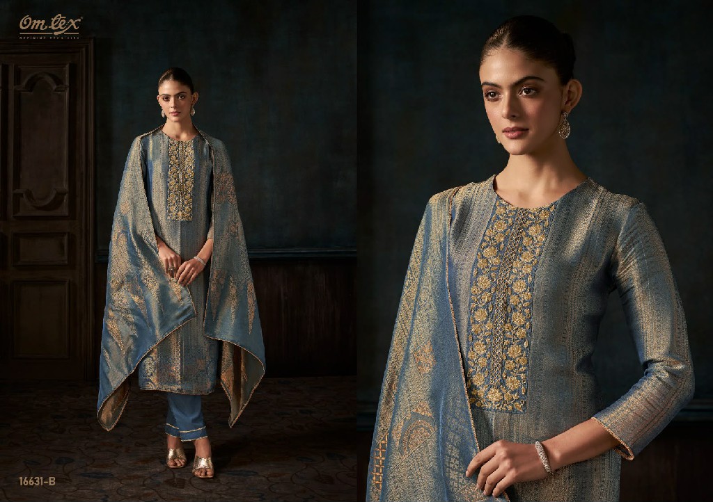 OMTEX VIANI WHOLESALE GIRAFFE SILK JACQUARD UNSTITCH SALWAR SUITS EXPORTER