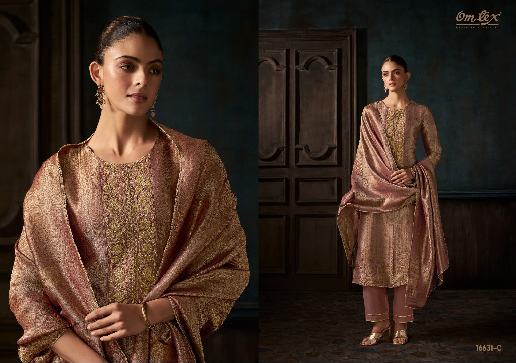 OMTEX VIANI WHOLESALE GIRAFFE SILK JACQUARD UNSTITCH SALWAR SUITS EXPORTER